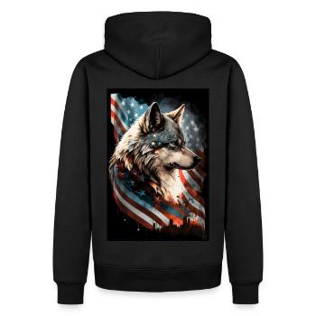 Wolf Design par ART8NS Art sur Streetwear S 19of25 - Sweat à capuche Premium bio Homme - noir - Dos - Nico (187cm)