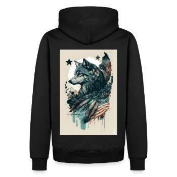 Wolf Design par ART8NS Art on Streetwear S 21of25 - Sweat à capuche Premium bio Homme - noir - Dos - Nico (187cm)