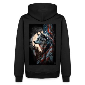 Wolf Design par ART8NS Art sur Streetwear S 25of25 - Sweat à capuche Premium bio Homme - noir - Dos - Nico (187cm)