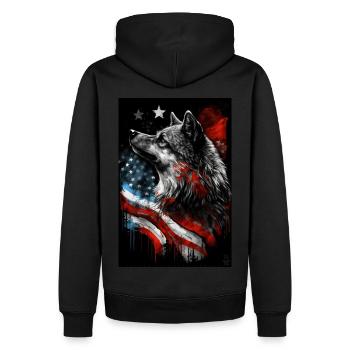Wolf Design par ART8NS Art on Streetwear S 23of25 - Sweat à capuche Premium bio Homme - noir - Dos - Nico (187cm)