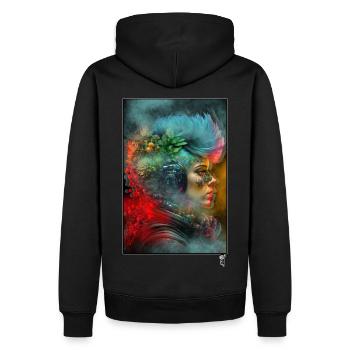 I AM WHO I AM - by ArtBirdy - Männer Premium Bio Hoodie - Schwarz - Hinten - Nico (187cm)