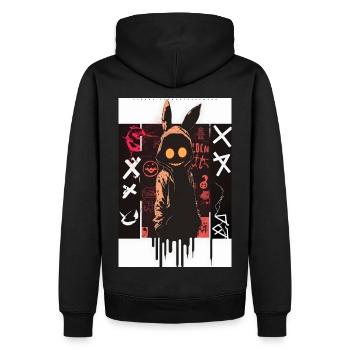 Bunny Graffiti Design by ART8NS Art ON Streetwear - Männer Premium Bio Hoodie - Schwarz - Hinten - Nico (187cm)