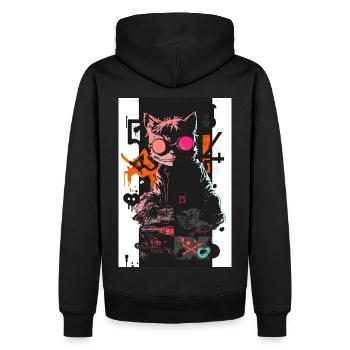 Cat Graffiti Design by ART8NS Art ON Streetwear - Männer Premium Bio Hoodie - Schwarz - Hinten - Nico (187cm)