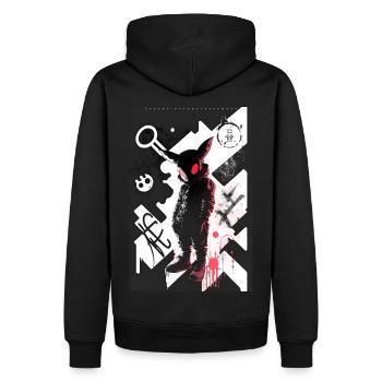 Bunny Graffiti Design by ART8NS Art ON Streetwear - Männer Premium Bio Hoodie - Schwarz - Hinten - Nico (187cm)