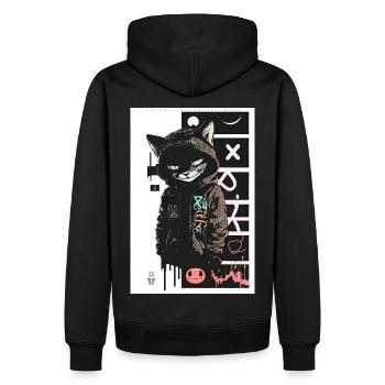 Cat Graffiti Design by ART8NS Art ON Streetwear - Männer Premium Bio Hoodie - Schwarz - Hinten - Nico (187cm)