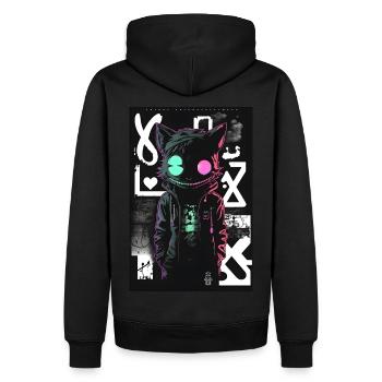 Crazy Graffiti Cat by ART8NS Art ON Streetwear - Männer Premium Bio Hoodie - Schwarz - Hinten - Nico (187cm)