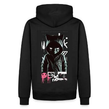 Crazy Graffiti Cat by ART8NS Art ON Streetwear - Männer Premium Bio Hoodie - Schwarz - Hinten - Nico (187cm)