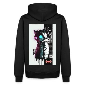 Crazy Graffiti Cat by ART8NS Art ON Streetwear - Männer Premium Bio Hoodie - Schwarz - Hinten - Nico (187cm)