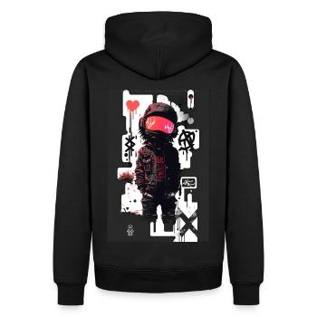 Cyberpunk by ART8NS - Art ON Streetwear - Männer Premium Bio Hoodie - Schwarz - Hinten - Nico (187cm)