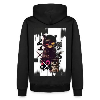 Cat by ART8NS - Art ON Streetwear - Männer Premium Bio Hoodie - Schwarz - Hinten - Nico (187cm)