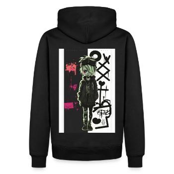 Bad Girl by ART8NS - Art ON Streetwear - Männer Premium Bio Hoodie - Schwarz - Hinten - Nico (187cm)