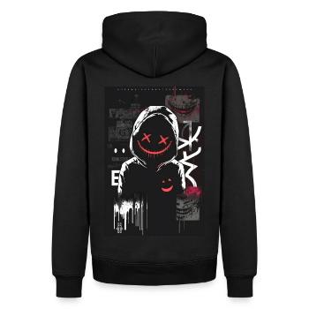 Anonyme par ART8NS - Art ON Streetwear - Sweat à capuche Premium bio Homme - noir - Dos - Nico (187cm)