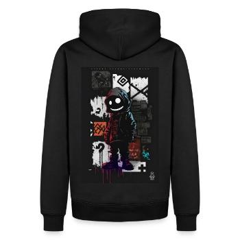 Friendly man by ART8NS - Art ON Streetwear - Männer Premium Bio Hoodie - Schwarz - Hinten - Nico (187cm)