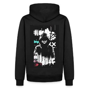 Joker smile by ART8NS - Art ON Streetwear - Männer Premium Bio Hoodie - Schwarz - Hinten - Nico (187cm)