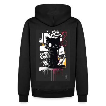 Cat by ART8NS - Art ON Streetwear - Männer Premium Bio Hoodie - Schwarz - Hinten - Nico (187cm)