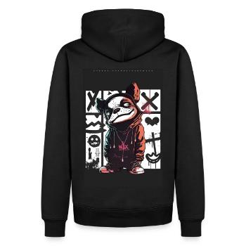 Bulldog par ART8NS - Art ON Streetwear - Sweat à capuche Premium bio Homme - noir - Dos - Nico (187cm)