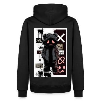 Cyber Teddy by ART8NS - Art ON Streetwear - Männer Premium Bio Hoodie - Schwarz - Hinten - Nico (187cm)