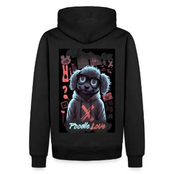Poodle Love par ART8NS - Art ON Streetwear - Sweat à capuche Premium bio Homme - noir - Dos - Nico (187cm)