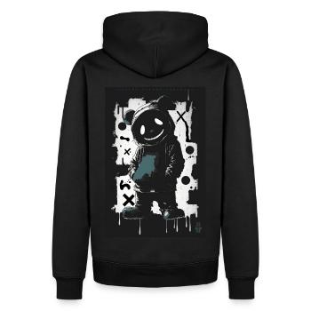 Cyber Teddy by ART8NS Art ON Streetwear - Männer Premium Bio Hoodie - Schwarz - Hinten - Nico (187cm)