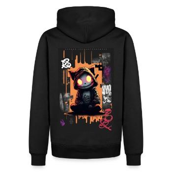 Teuflische Katze by ART8NS - Art ON Streetwear - Männer Premium Bio Hoodie - Schwarz - Hinten - Nico (187cm)