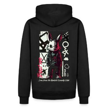 Croyez-moi, je viens de... ART8NS - Art ON Streetwear - Sweat à capuche Premium bio Homme - noir - Dos - Nico (187cm)