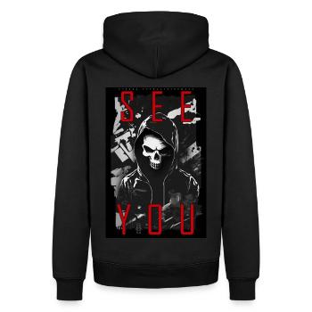 Rendez-vous par ART8NS - Art ON Streetwear - Sweat à capuche Premium bio Homme - noir - Dos - Nico (187cm)