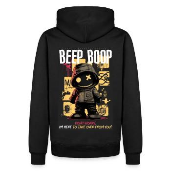 Beep Boop par ART8NS - Art ON Streetwear - Sweat à capuche Premium bio Homme - noir - Dos - Nico (187cm)