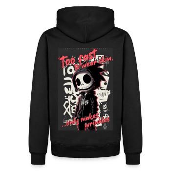 Too fast by ART8NS - Art ON Streetwear - Men’s Premium Organic Hoodie - black - Back - Nico (187cm)