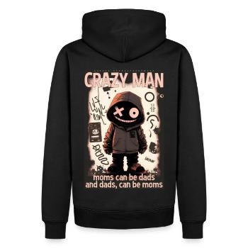 Crazy man par ART8NS - Art ON Streetwear - Sweat à capuche Premium bio Homme - noir - Dos - Nico (187cm)