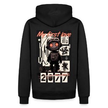 My first love by ART8NS - Art ON Streetwear - Männer Premium Bio Hoodie - Schwarz - Hinten - Nico (187cm)