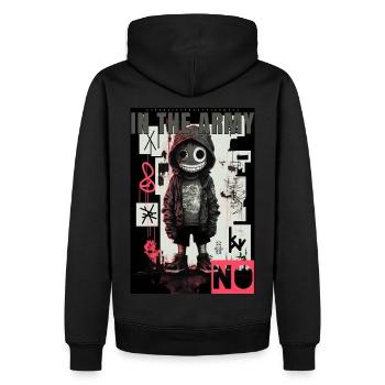Dans l’armée, NO par ART8NS - Art ON Streetwear - Sweat à capuche Premium bio Homme - noir - Dos - Nico (187cm)