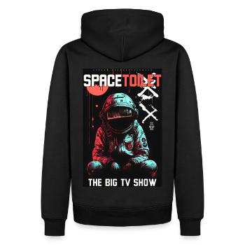 Space toilet by ART8NS - Art ON Streetwear - Männer Premium Bio Hoodie - Schwarz - Hinten - Nico (187cm)