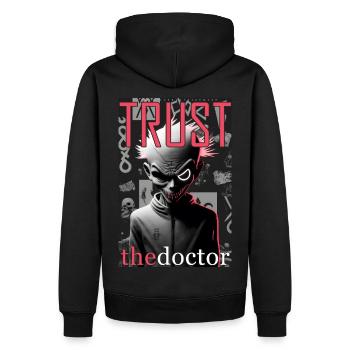 Trust the doctor by ART8NS - Art ON Streetwear - Männer Premium Bio Hoodie - Schwarz - Hinten - Nico (187cm)