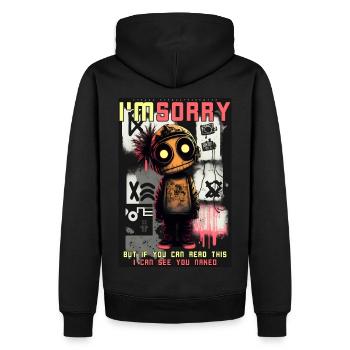 Je suis désolé par ART8NS - Art ON Streetwear - Sweat à capuche Premium bio Homme - noir - Dos - Nico (187cm)