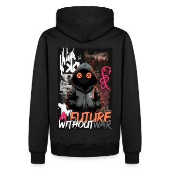 Un avenir sans guerre par ART8NS - Art ON Streetwear - Sweat à capuche Premium bio Homme - noir - Dos - Nico (187cm)