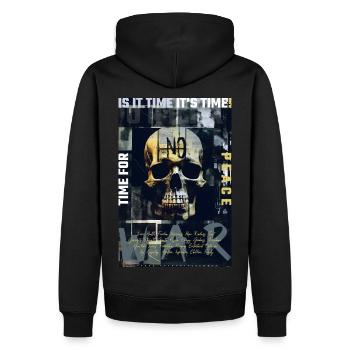 NO war par ART8NS - Art ON Streetwea - Sweat à capuche Premium bio Homme - noir - Dos - Nico (187cm)