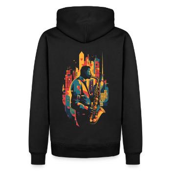 Jazz, Saxophonist - Männer Premium Bio Hoodie - Schwarz - Hinten - Nico (187cm)