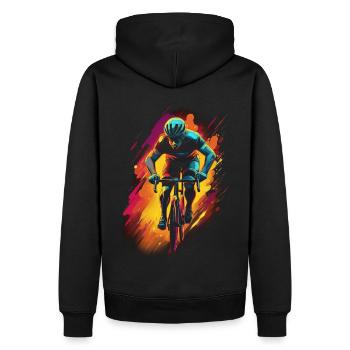 Cycling - Men’s Premium Organic Hoodie - black - Back - Nico (187cm)
