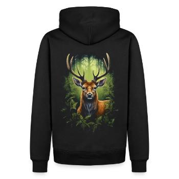 Deer - Men’s Premium Organic Hoodie - black - Back - Nico (187cm)