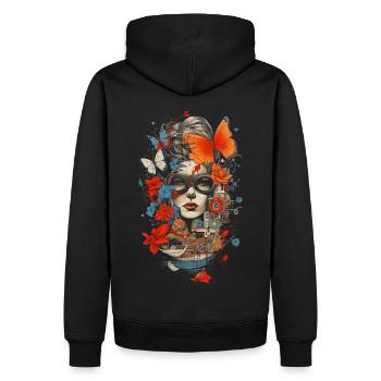 one of a kind, flowers and women - Men’s Premium Organic Hoodie - black - Back - Nico (187cm)