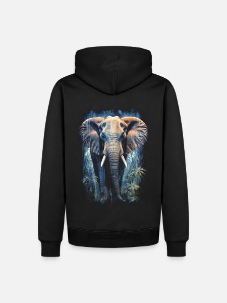 Elefant - Männer Premium Bio Hoodie - Schwarz