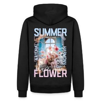 Été - Fleur par ART8NS - Art ON Streetwear - Sweat à capuche Premium bio Homme - noir - Dos - Nico (187cm)