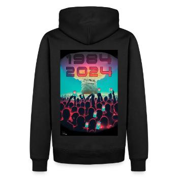 NUKE 1 vonYume Ursprünge - Männer Premium Bio Hoodie - Schwarz - Hinten - Nico (187cm)