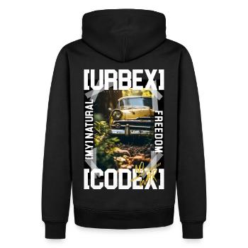 Urbex by ART8NS - Art ON Streetwear - Männer Premium Bio Hoodie - Schwarz - Hinten - Nico (187cm)