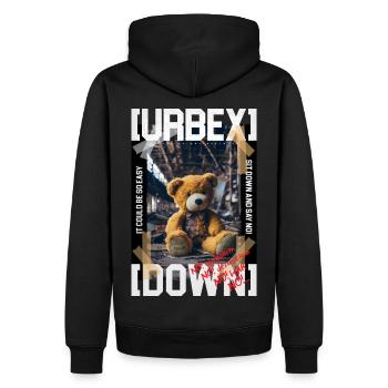 Urbex Teddy by ART8NS - Art ON Streetwear - Männer Premium Bio Hoodie - Schwarz - Hinten - Nico (187cm)