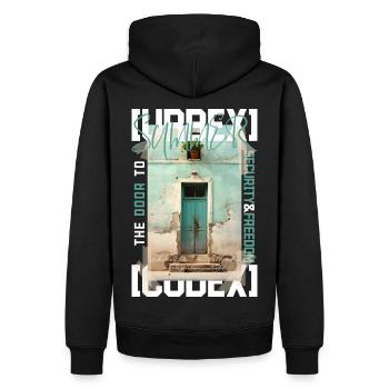 Summer door to... by ART8NS - Art ON Streetwear - Männer Premium Bio Hoodie - Schwarz - Hinten - Nico (187cm)