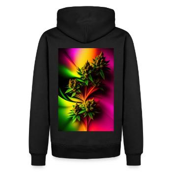 Abstract Cannabis - Männer Premium Bio Hoodie - Schwarz - Hinten - Nico (187cm)