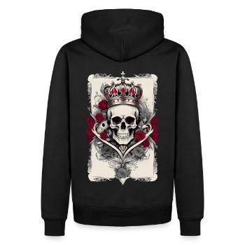 König Totenkopf mit Rosen - Männer Premium Bio Hoodie - Schwarz - Hinten - Nico (187cm)
