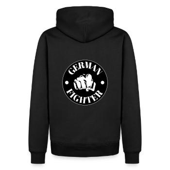 German Fighter - Männer Premium Bio Hoodie - Schwarz - Hinten - Nico (187cm)