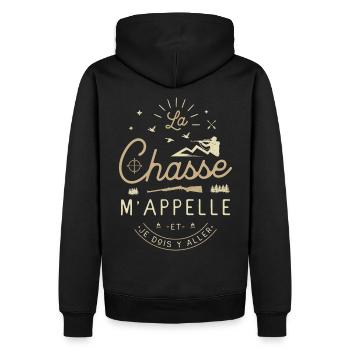 Chasse Appelle Chassé Chasseur Chasser Humour - Sweat à capuche Premium bio Homme - noir - Dos - Nico (187cm)